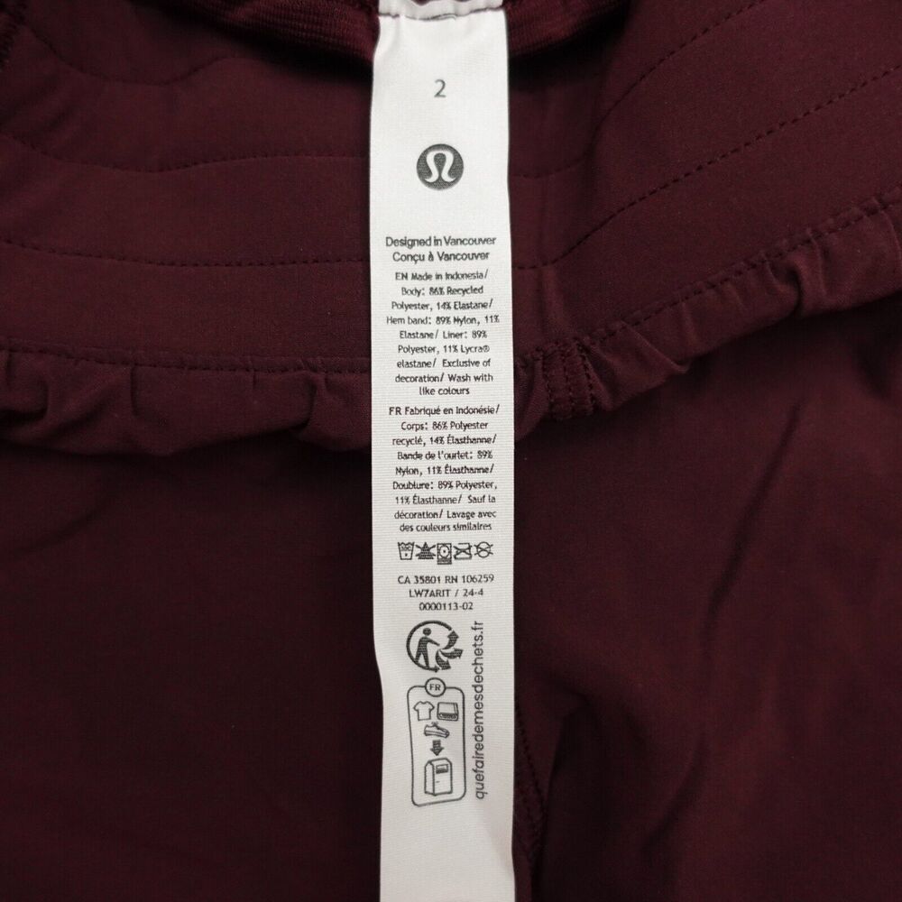 New Lululemon Size 2 Hotty Hot Shorts High Rise HR 4” Lined GARN Garnet - Picture 6 of 8